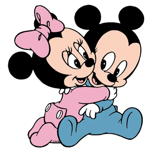 Цветной вариант раскраски малыши микки и минни