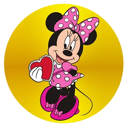 Цветной вариант раскраски минни с коробкой конфет