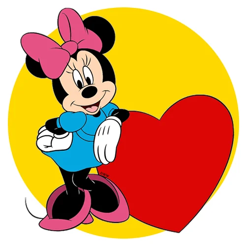 Цветной вариант раскраски минни маус рядом с сердцем