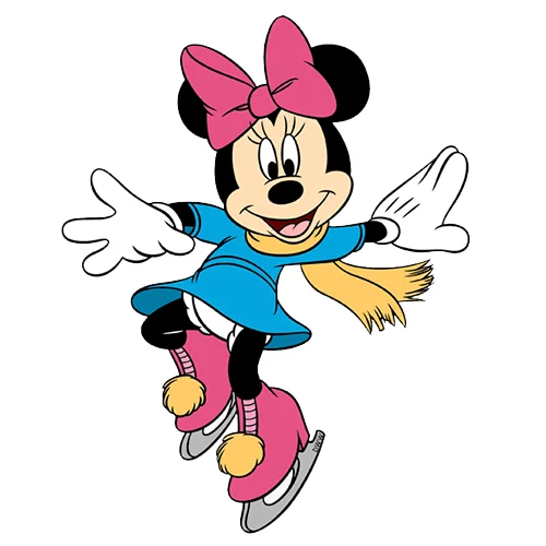 Цветной пример раскраски минни маус на коньках