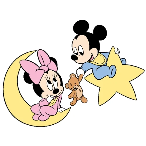 Цветной пример раскраски малыши минни и микки