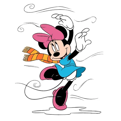 Цветной вариант раскраски минни в осеннем шарфе