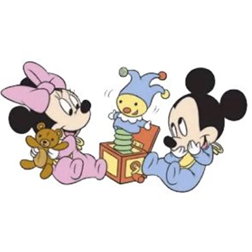 Цветной пример раскраски малыши микки и минни играют