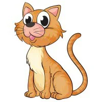 Цветной вариант раскраски ушастый кот