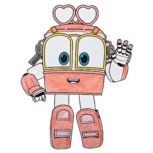 Цветной вариант раскраски робот-поезд сэлли