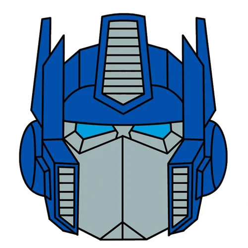 Цветной вариант раскраски маска оптимус прайм трансформер