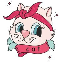 Цветной вариант раскраски голова кошечки