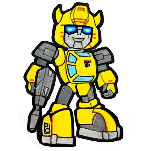 Цветной вариант раскраски добрый бамблби трансформер