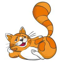 Цветной вариант раскраски упитанный котик