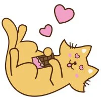 Цветной вариант раскраски влюбленная кошечка