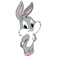 Цветной вариант раскраски зайчик стесняется