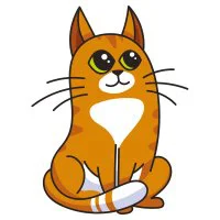 Цветной вариант раскраски верный кот