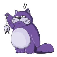 Цветной пример раскраски суровый кот