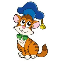 Цветной вариант раскраски котенок повар