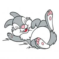 Цветной пример раскраски зайчик смеется