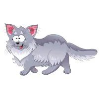 Цветной вариант раскраски пушистый кот