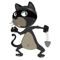 Цветной вариант раскраски кот в маске