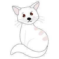 Цветной вариант раскраски котик мило смотрит