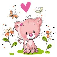 Цветной вариант раскраски котенок на траве