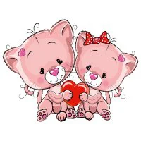 Цветной вариант раскраски два котенка