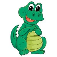 Цветной вариант раскраски милый крокодил