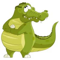 Цветной пример раскраски крокодил милый строит глазки