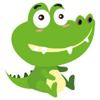 Цветной вариант раскраски маленький крокодил