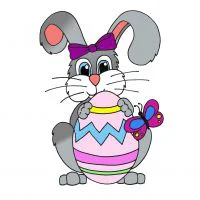 Цветной пример раскраски пасхальный кролик