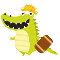 Цветной вариант раскраски крокодил турист