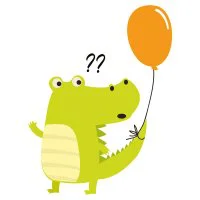 Цветной вариант раскраски крокодил с шариком