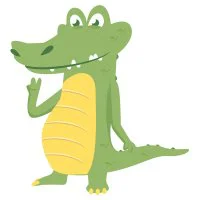 Цветной вариант раскраски крокодил позирует