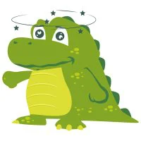 Цветной вариант раскраски крокодил со звездами