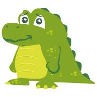 Цветной вариант раскраски крокодил грустит