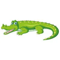 Цветной вариант раскраски крокодил греется на солнце