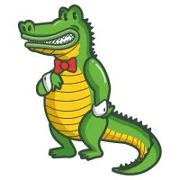 Цветной вариант раскраски крокодил в бабочке