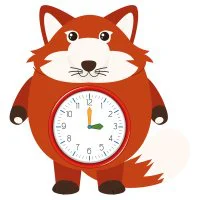 Цветной вариант раскраски лиса для детей часы