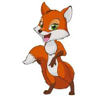 Цветной вариант раскраски девочка лиса