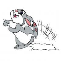 Цветной вариант раскраски заяц стучит лапкой