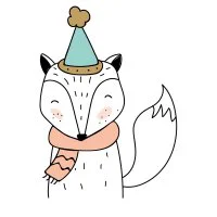 Цветной вариант раскраски лиса в шарфе