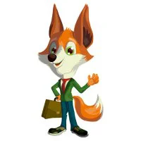 Цветной пример раскраски лис в костюме