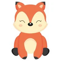 Цветной вариант раскраски лисенок улыбается