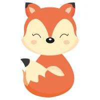 Цветной вариант раскраски лисенок с пушистым хвостом