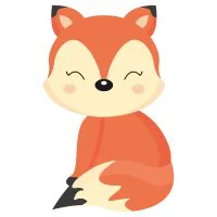 Цветной пример раскраски хорошенький лисенок