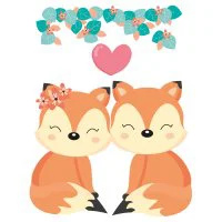 Цветной вариант раскраски дети лисята