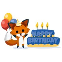 Цветной вариант раскраски с днем рождения лисенок