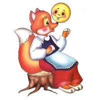 Цветной пример раскраски лиса и колобок из сказки