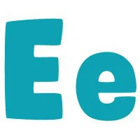 Цветной вариант раскраски буква e английского алфавита