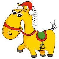 Цветной пример раскраски новый год лощадь