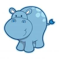 Цветной пример раскраски смешной бегемотик