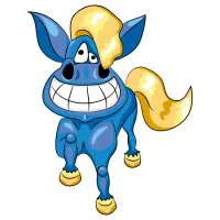 Цветной вариант раскраски смешная лошадь